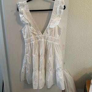 Abercrombie - Deep V Summer White Mini Dress